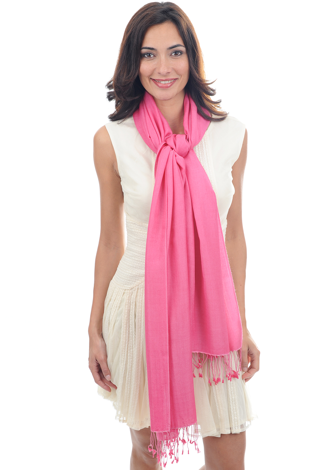 Cashmere & Seta accessori scialli platine rosa intenso 201 cm x 71 cm